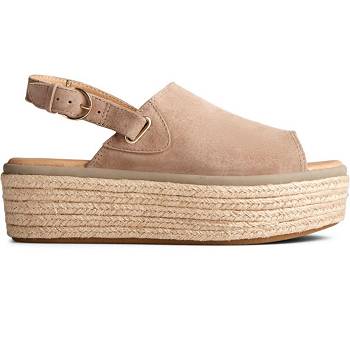 Sperry Delmare Plushwave Platform Khaki - Damske Sandále